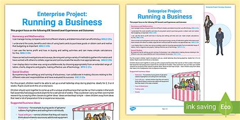 Enterprise Project Running A Business Guide Twinkl