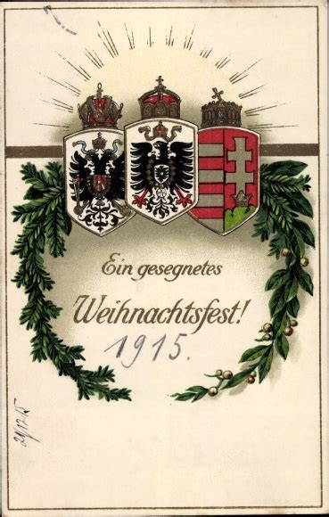 Wappen Ansichtskarte Postkarte Glückwunsch Weihnachten Mistelzweige