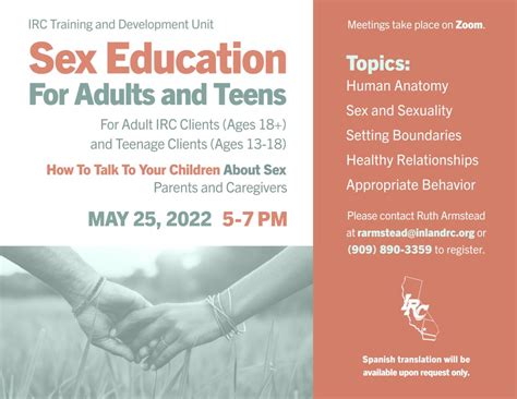 Sex Education For Adults And Teens Inland Regional Center