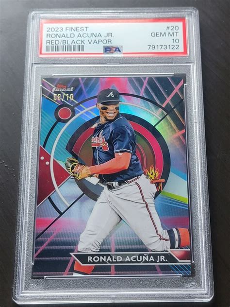 Ronald Acuna Jr 2023 Topps Finest 20 Red Black Vapor Refractor 10