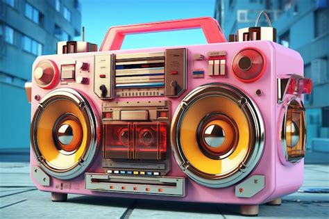 Premium AI Image | Photo of a vintage pink boombox with a radio on top ...