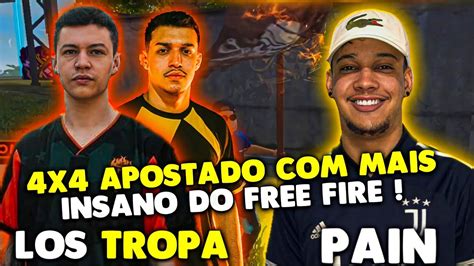 LOS GRANDES E TROPA VS PAIN 4X4 APOSTADO MAIS INSANO DO FREE FIRE