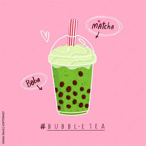 Matcha Bubble Tea Milk Tea With Tapioca Pearls Boba Tea Asian