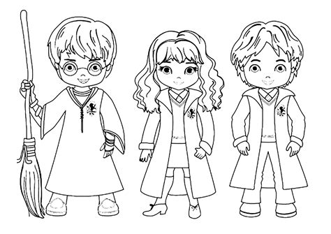 Dibujos De Harry Potter Hermione Ron Para Colorear Vsun