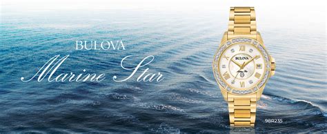 Bulova Ladies Marine Star Diamond Gold Tone Stainless Steel 3 Hand Quartz Watch