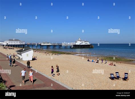 3132 Eastbourne Beach Pier And Promenade East Sussex Uk Stock Photo