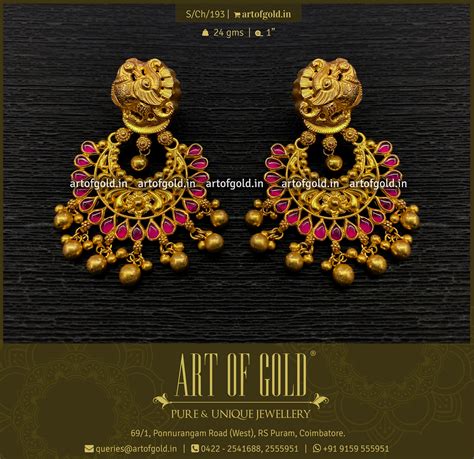 Gold Chandbali Earrings Nakshi Art Of Gold Jewellery Coimbatore