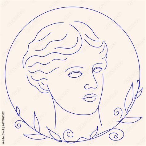 Venus The Ancient Greek Goddess Of Love Vector Blue Sketch