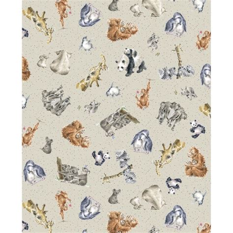 Love Is Nursery Baby Safari Fabric Zoology Light Grey Taupe Etsy