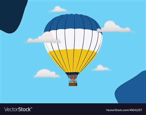 Image Of Hot Air Balloon In Blue Sky Royalty Free Vector