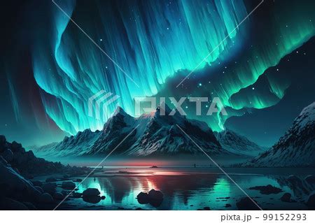 Gorgeous Polar Lights Above Northern Snowy Pixta