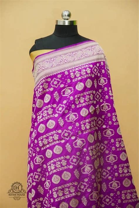 Wedding Wear Gold Silver Zari Magenta Pure Handloom Katan Silk Saree