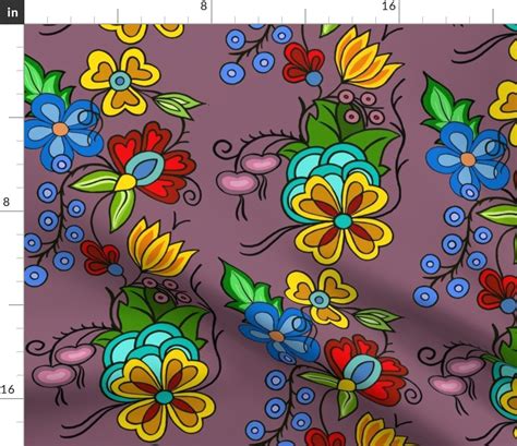 Ojibwe Florals Mauve Fabric Spoonflower