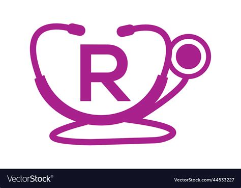 Medical Logo On Letter R Template Doctors Vector Image