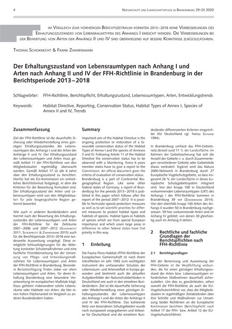 PDF Der Erhaltungszustand Von Lebensraumtypen Nach Anhang I Und Arten