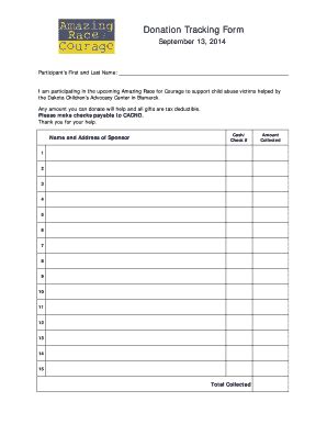 Fillable Online Donation Tracking Form BCACNDb Fax Email Print