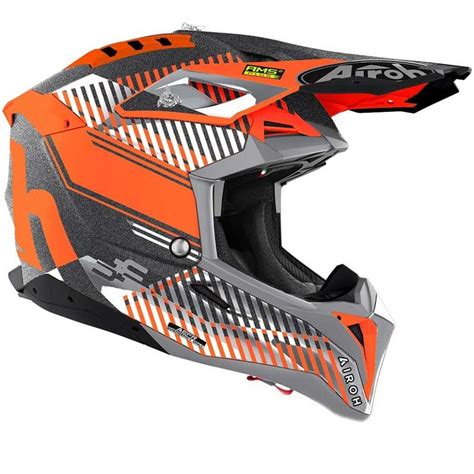 Casco De Motocross Airoh Aviator Wave Orange Gloss Chrome