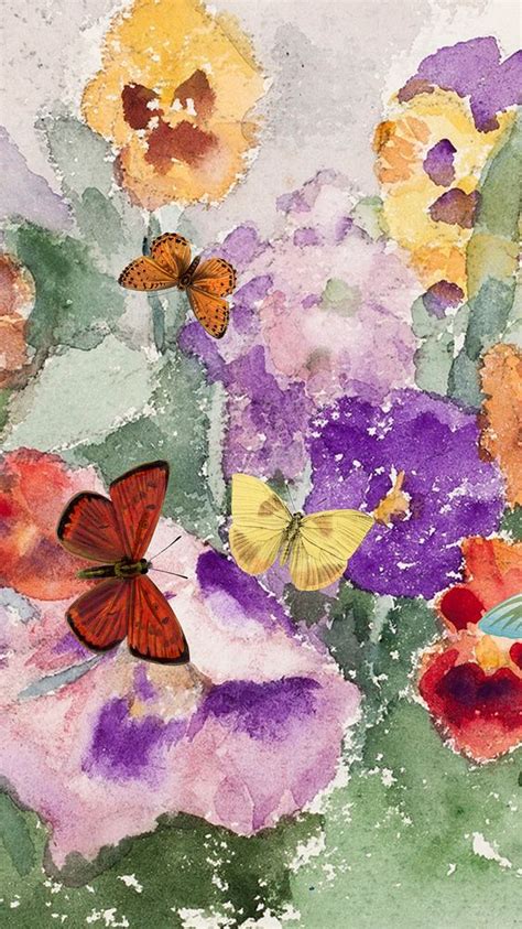 Watercolor butterflies mobile wallpaper. Remixed | Premium Photo ...