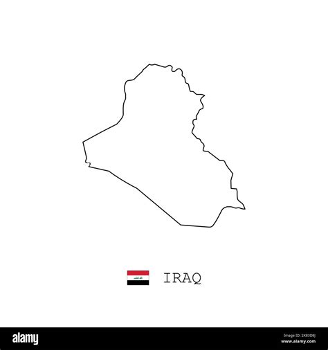 Iraq Vector Map Outline Line Linear Iraq Black Map On White