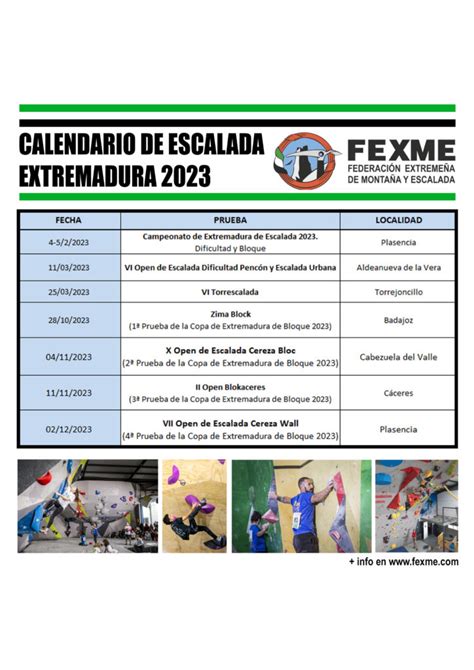 Calendario De Competiciones De Escalada De La Fexme Fexme