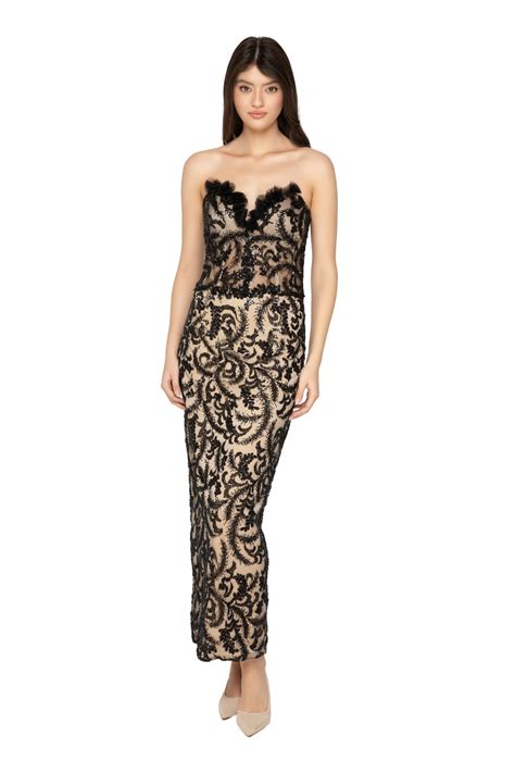 Rochie Nude Cu Broderie Neagra Si Paiete Livrare In 4 Zile Atmosphere Fashion