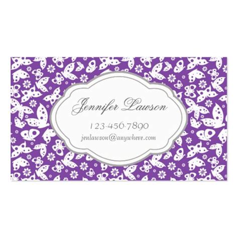 Custom Purple Butterfly Business Card Template Zazzle