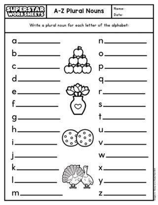 Plural Noun Worksheets - Superstar Worksheets