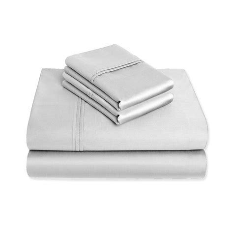 Purity Home 400 Thread Count 100 Cotton Sateen Weave Sheet Set Queen Size White