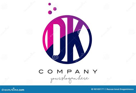 DK D K Circle Letter Logo Design With Purple Dots Bubbles Stock Vector