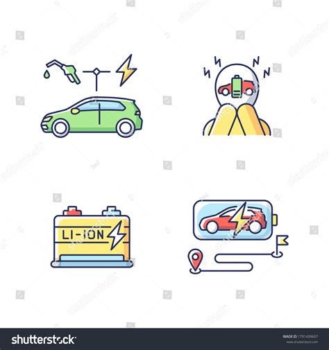 Electric Vehicles Travel Rgb Color Icons Stock Vector Royalty Free