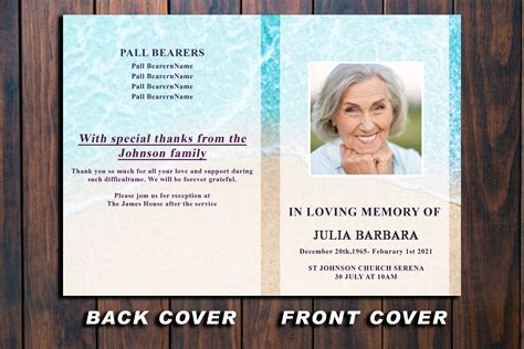 Celebration Of Life Brochure 8 Page Beach Funeral Program Etsy