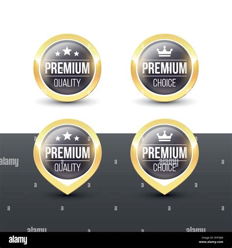 Black Round Premium Buttons And Pointers With Metallic Gold Border