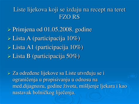 PPT - LISTE LIJEKOVA FONDA ZDRAVSTVENOG OSIGURANJA RS PowerPoint ...