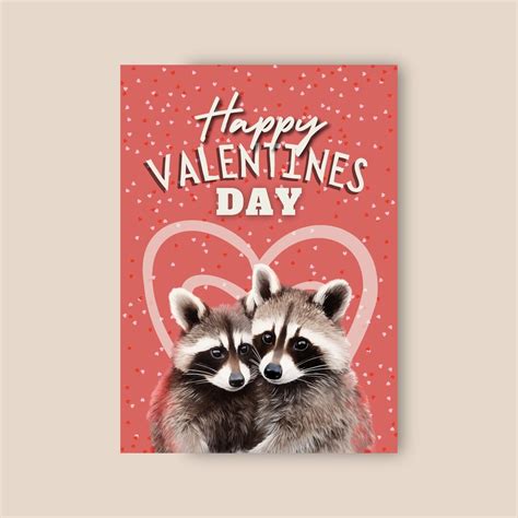 Raccoon Valentine Card Happy Valentines Day Raccoons In Love