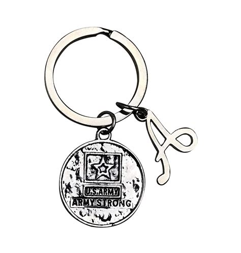 Personalized Us Army Keychain With Letter Charm Custom