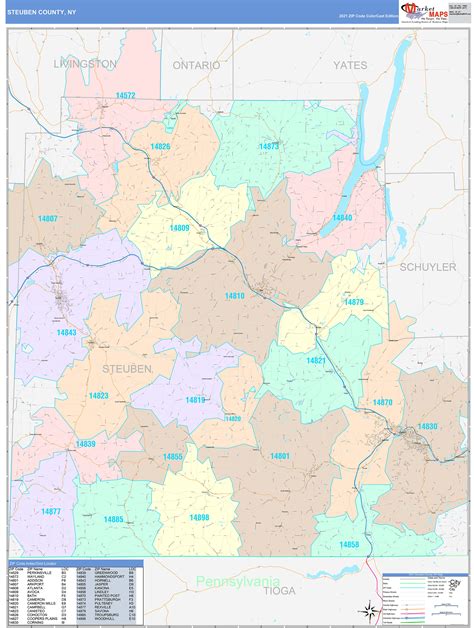 Steuben County Ny Wall Map Color Cast Style By Marketmaps