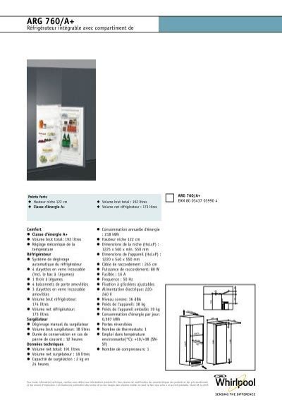 Whirlpool Réfrigérateur armoire intégrable avec compartiment