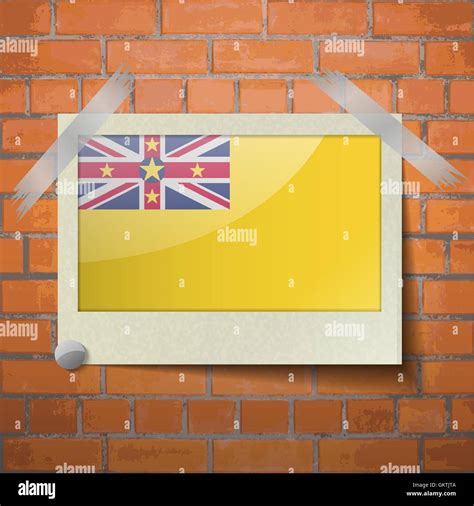 Flags Niue Scotch Taped To A Red Brick Wall Stock Vector Image Art