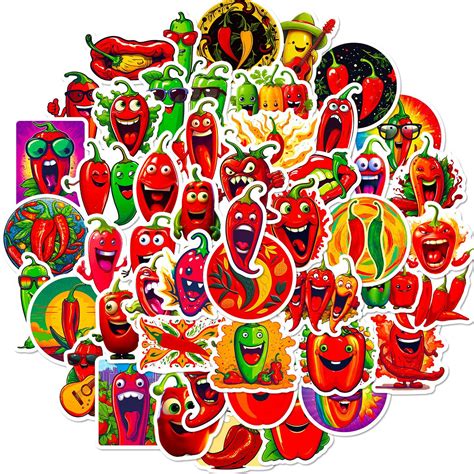Pcs Chili Pepper Hot Spicy Cute Cartoon Waterproof Vinyl Stickers For
