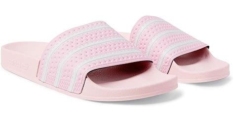 Adidas Originals Adilette Textured Rubber Slides In Pink For Men Lyst