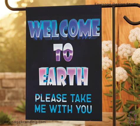 Welcome to Earth Funny Garden Yard Flag, Alien UFO Decor, Funny Welcome ...