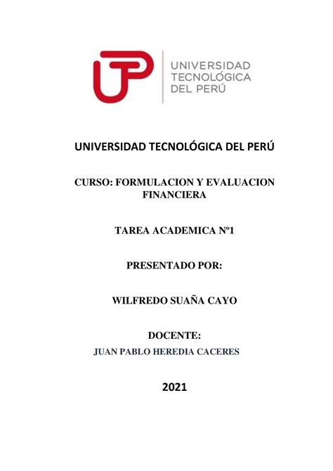 Tarea Academica N Universidad Tecnolgica Del Per Curso