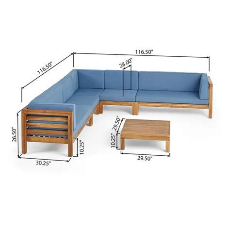 Oana Outdoor 7 Seater Acacia Wood Sectional Sofa Set By Christopher