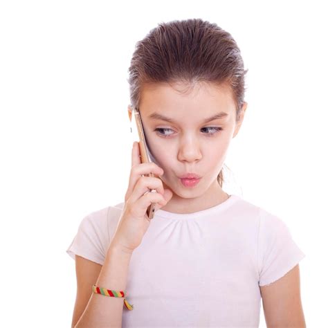 Premium Photo Portrait Of Brunette Caucasian Schoolgirl Calling By