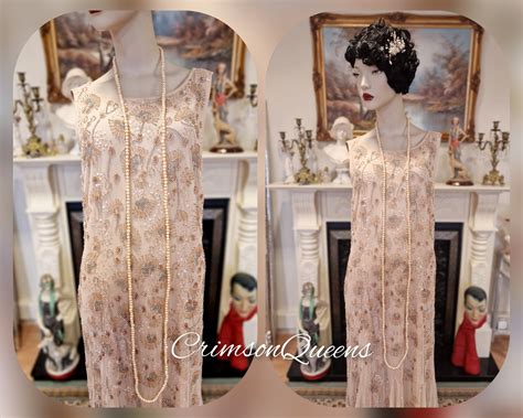 Divine Vintage Nude Lady Rose Downton Abbey Maxi Beaded Etsy