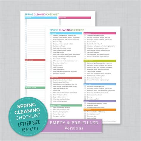 Printable Spring Cleaning Checklist House Cleaning Checklist