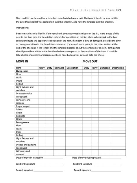 Move In Out Form - Fill Online, Printable, Fillable, Blank | pdfFiller