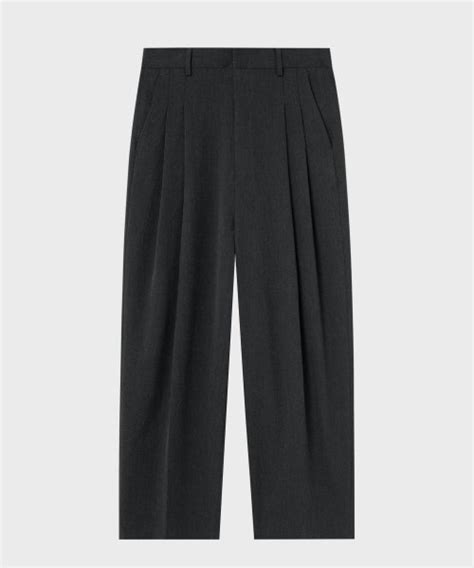 Musinsa Nonblank Double Pin Tuck Wide Slacks Charcoal Gray