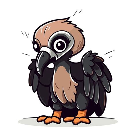 Premium Vector Cute Cartoon Vulture Vector Illustration Isolated On