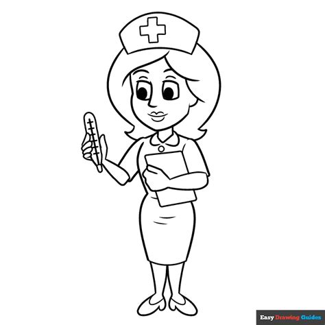 Nurse Coloring Page Easy Drawing Guides